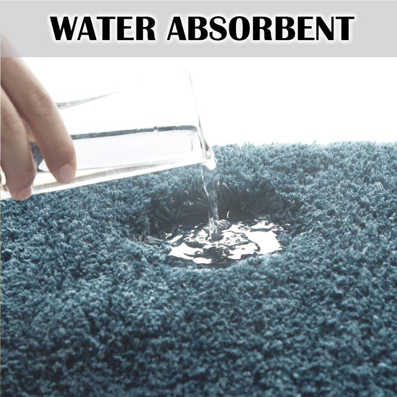 Suchtale Bathroom Contour Rug Non Slip Bath Mat Water Absorbent Soft Microfiber Shaggy Bathroom Mat Machine Washable Bath Rug for Bathroom Thick Plush U Shape Toilet Rug (20 x 24, Slate) - Image 3